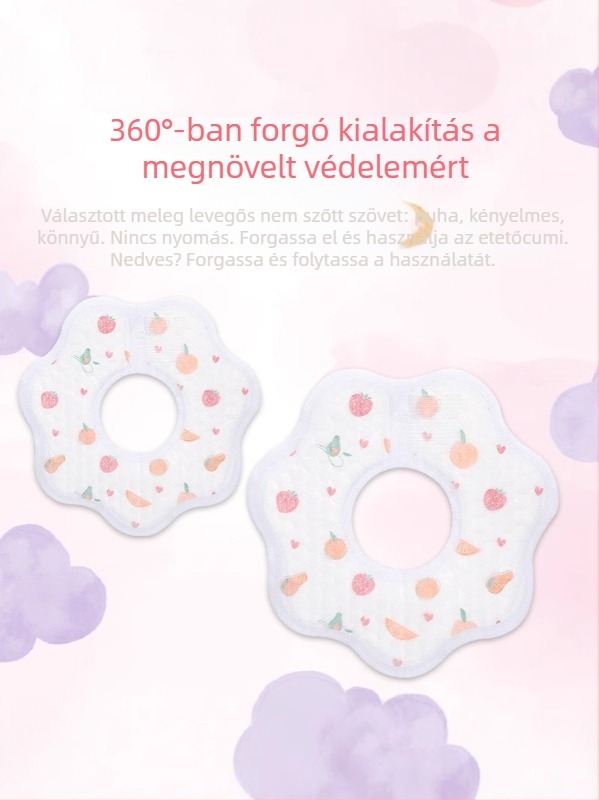 Forgó, vízálló nyál-törlő baba számára, pamut anyag, biztonsági osztály A, újszülötttől 1 éves korig
