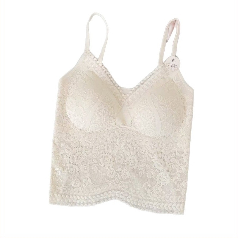 Csipkés top beépített melltartóbetéttel, V-nyakú, hátsó dizájn, Nylon-Spandex anyag, szűk fazon