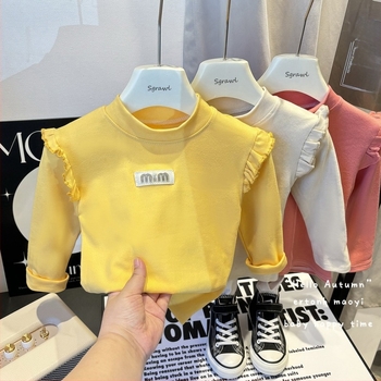 Lányoknak szóló alapszintű felső Derong fleece anyagból, koreai stílus, félmagas gallér, hosszú ujjú, 95% poliészter