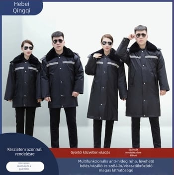 Kültéri pamut‑párnázott kabát fényvisszaverő és vízálló funkciókkal, levehető kapucnival, vastított poliészter-pamut töltet, két részes készlet
