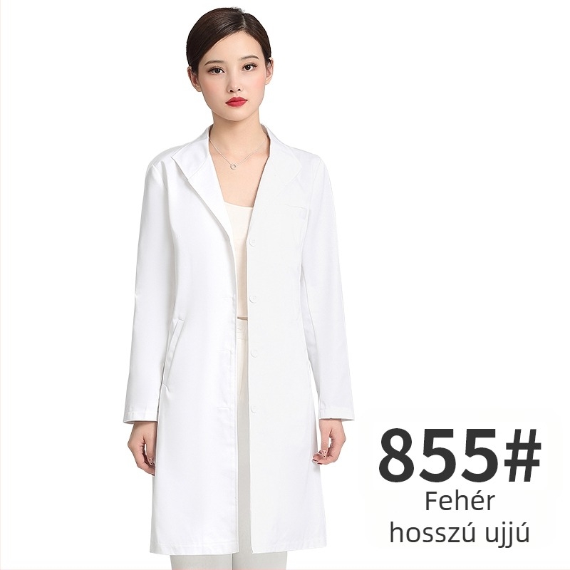 Uniszex kozmetikai szalon egyenruha készlet közepes ujjú felsővel, Chenille anyag, 50–70% elasztán, 5/4 nadrág, prémes gallér