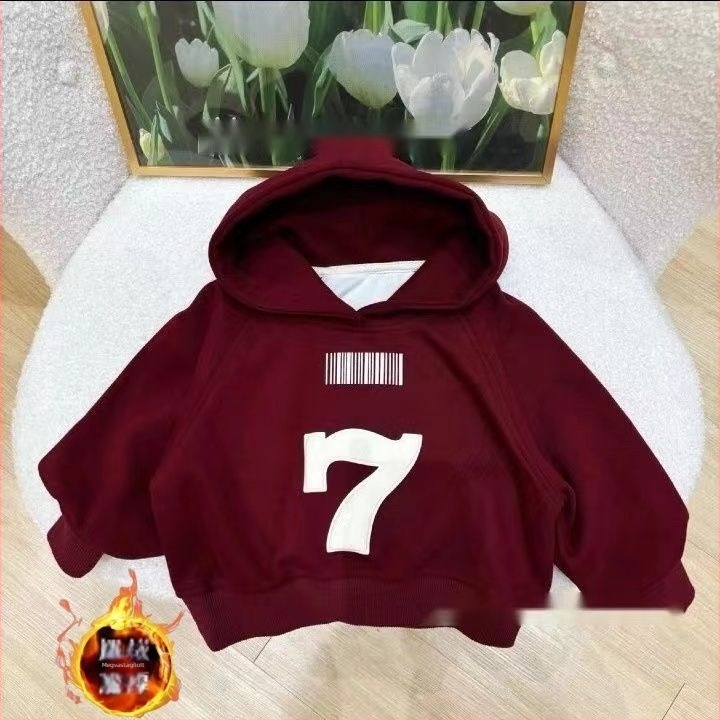 Fiúknak: Koreai stílusú fleece pulóveres szett, őszi-téli szezonban, mintás felsővel, vastag, 2 részes
