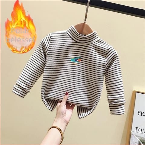 Gyerekeknek szóló kötött felső, hosszú ujjú, fleece béléssel, 85% pamut, kerek nyakú, őszi-téli viselet