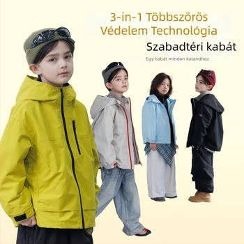 3 az 1-ben gyerekeknek készült polár béléses kabát, leválasztható kétdarabos szett, vízálló 5000mm, szélálló, kapucnival, 7–12 éveseknek, ősz 2025