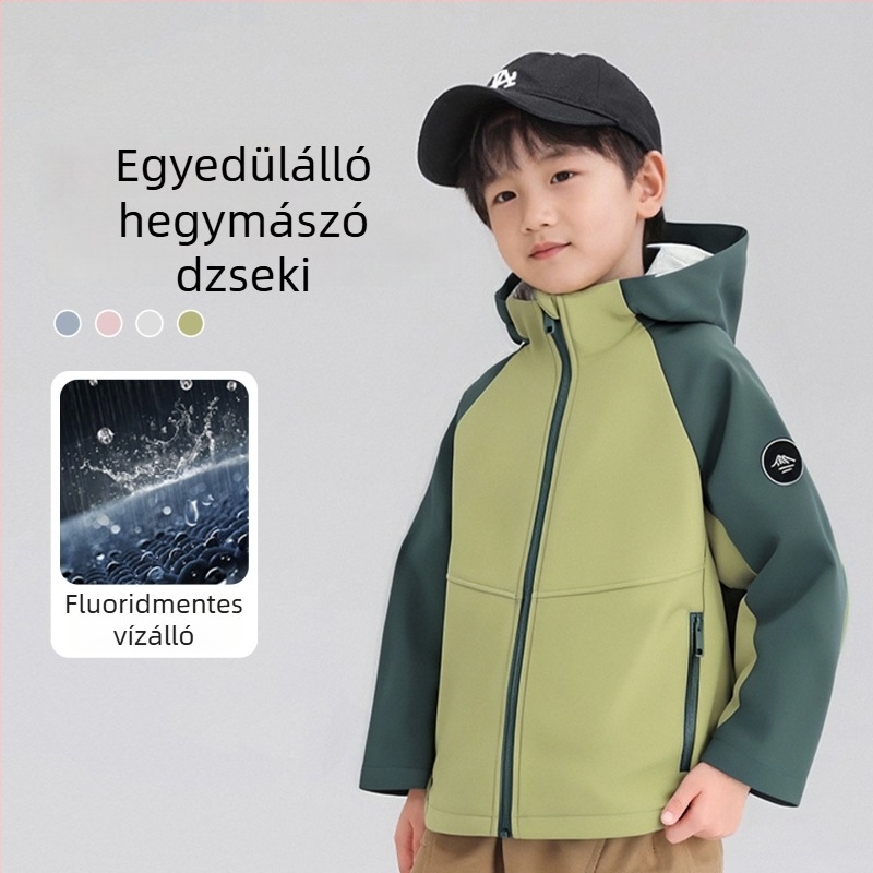 Fat Cat Gyerekeknek szánt téli vízálló kapucnis softshell kabát – uniszex, 100% poliészter külső és bélés, hosszú ujjú, közepes hosszú, 8 évnél idősebbeknek