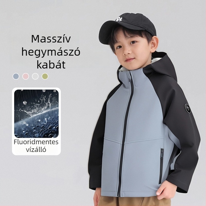 Fat Cat Gyerekeknek szánt téli vízálló kapucnis softshell kabát – uniszex, 100% poliészter külső és bélés, hosszú ujjú, közepes hosszú, 8 évnél idősebbeknek