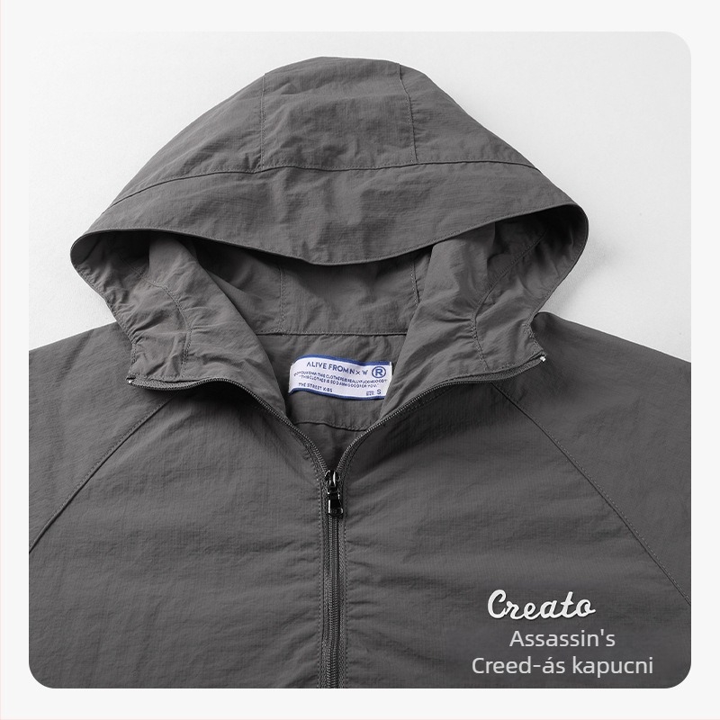 Fiúknak szóló könnyű nylon széldzseki UPF50+, anti‑statikus, szélálló, cipzáras, belső nylon bélés