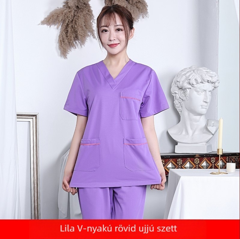 Fogászati/orvosi scrub készlet | uniszex, nedvesség-elvezető, 3/4-es nadrág, rövid ujjú, poliészter 95%+