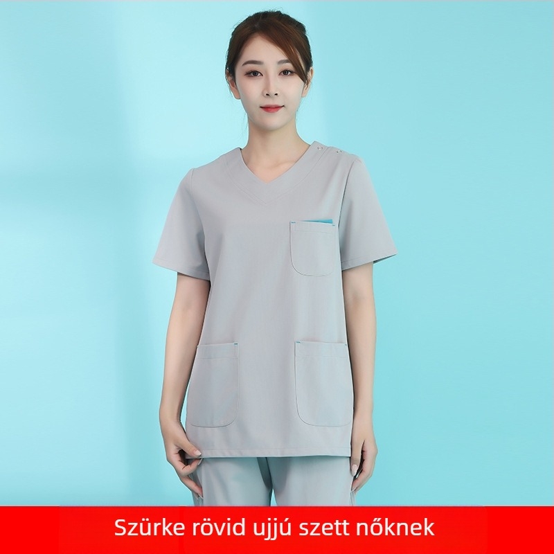 Fogászati/orvosi scrub készlet | uniszex, nedvesség-elvezető, 3/4-es nadrág, rövid ujjú, poliészter 95%+