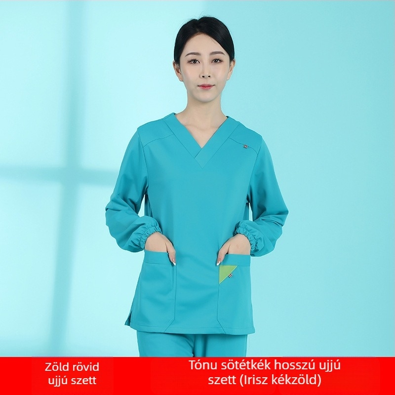 Fogászati/orvosi scrub készlet | uniszex, nedvesség-elvezető, 3/4-es nadrág, rövid ujjú, poliészter 95%+