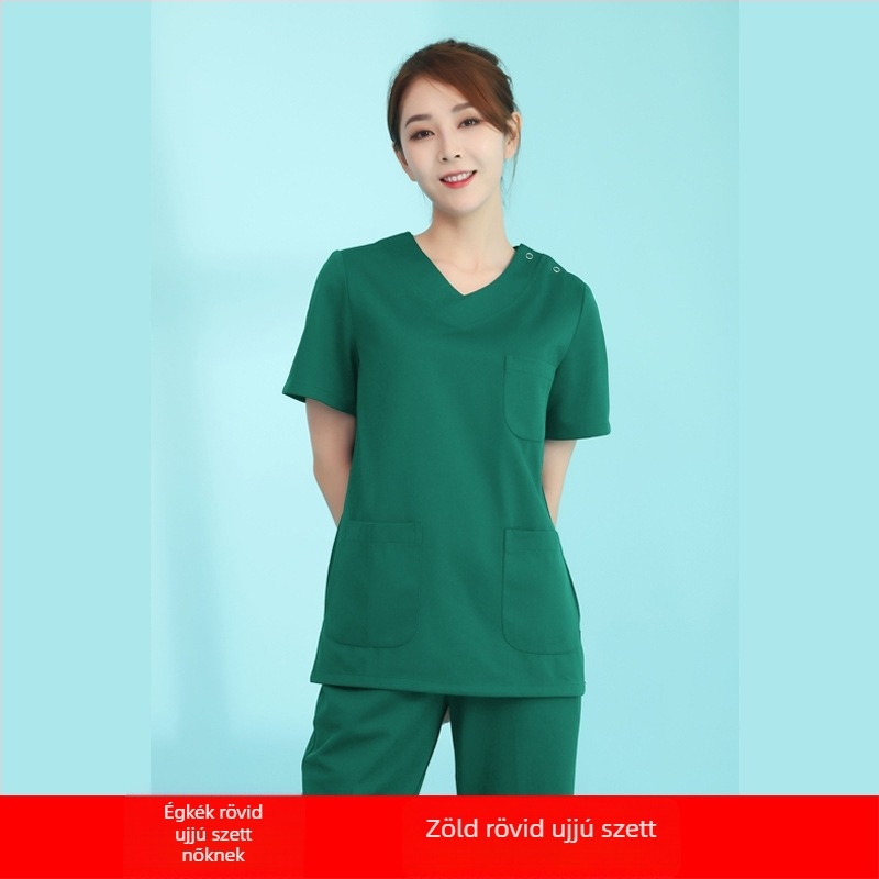 Fogászati/orvosi scrub készlet | uniszex, nedvesség-elvezető, 3/4-es nadrág, rövid ujjú, poliészter 95%+