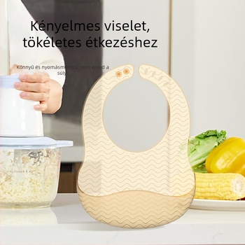 Silikon etető-nyakvédő - ultra vékony, átlátszó, vízálló, csíkos mintázatú, 0–3 éveseknek