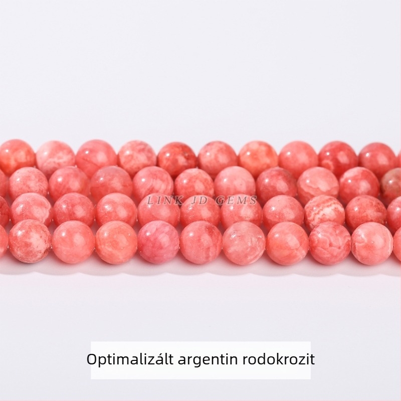 Vörös csíkos kőgyöngyök DIY ékszerekhez, gömbölyű gyöngyök karkötőhöz, félkész