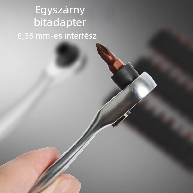 Mini racsnis készlet 1/4-es meghajtóval, előre/hátra gyors csavarhúzó, Cross, Hex és Torx bitek, króm-vanádium acélból