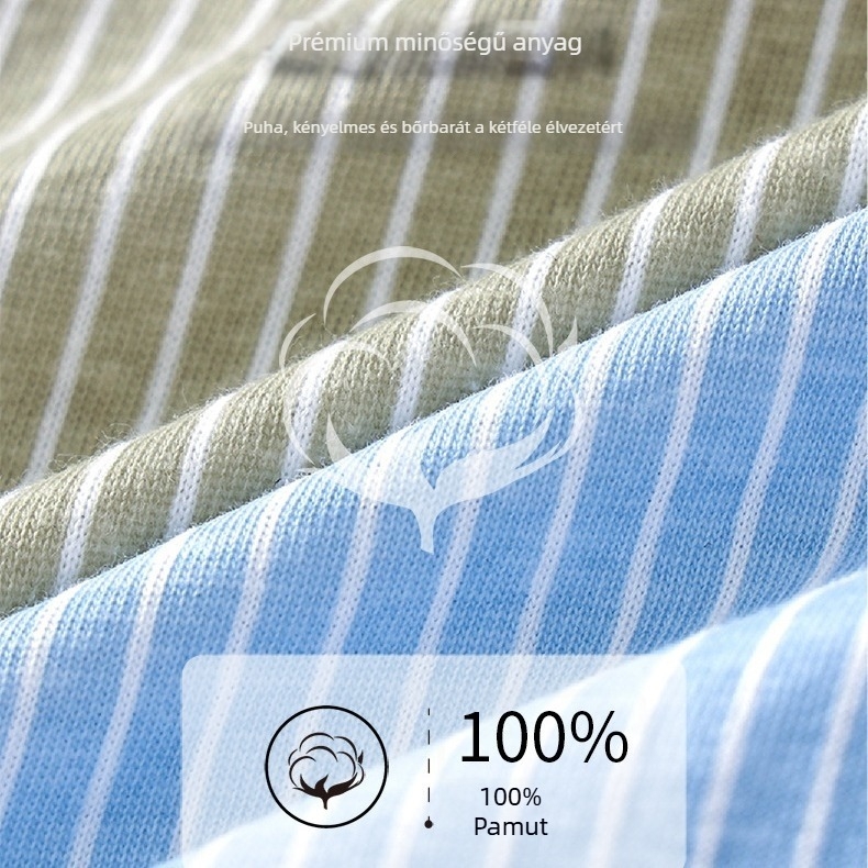 Férfiaknak készült, 100% pamut antibakteriális, lélegző boxer-stílusú pizsama nadrág otthoni használatra, középmagas derekú, sima szövet, egyszínű