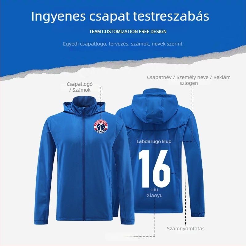 Gyermekek kültéri szélálló dzseki - szélvédő és vízlepergető, levehető kapucnival, álló gallér, poliészter anyag