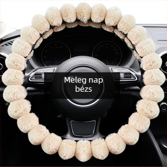 Plüss kormányvédő télre – univerzális, eredeti stílus, Good luck