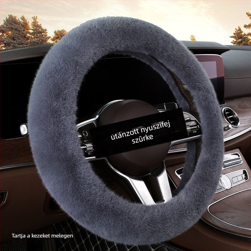 Plüss kormányvédő télre – univerzális, eredeti stílus, Good luck