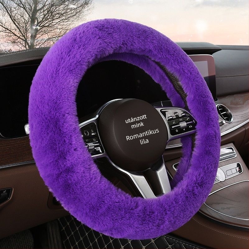 Plüss kormányvédő télre – univerzális, eredeti stílus, Good luck