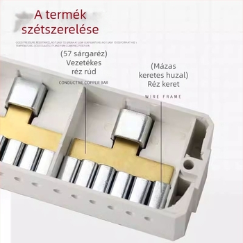 Nagy teljesítményű terminálblokk összekötő doboz réz burkolattal, két bemenettel és több kimenettel