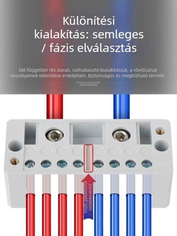 Nagy teljesítményű terminálblokk összekötő doboz réz burkolattal, két bemenettel és több kimenettel