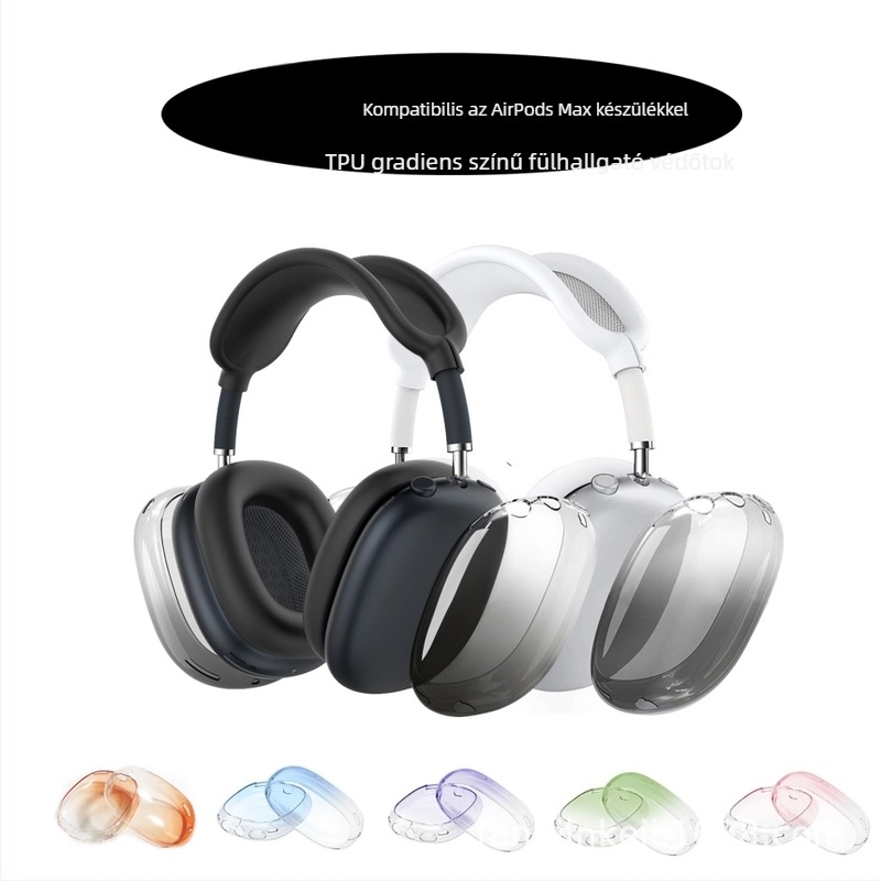 AirPods Max védőtok gradient színű, átlátszó szilikon TPU héj