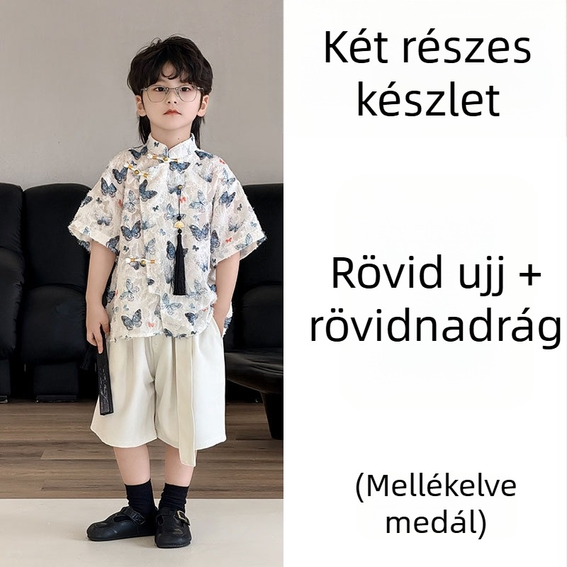 Gyereking – Koreai stílus – galléros, rövid ujjú, 3–8 év