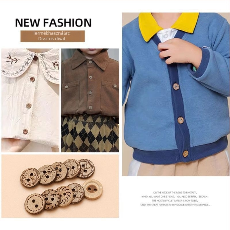 Fa gombok gyerekeknek — divatos és sokoldalú dizájn az ingekhez (Márka: Press fen; Készleten: raktáron; Szezon: 2021 nyár)