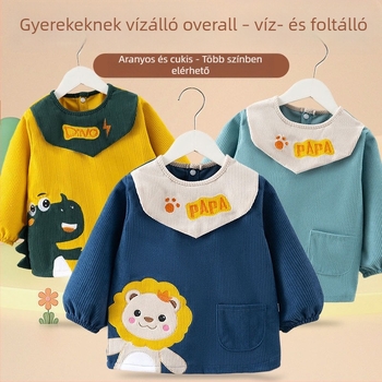 Vízálló Corduroy baba-smock fiúknak, rajzfilm mintával, poliészter, 1-3 éveseknek
