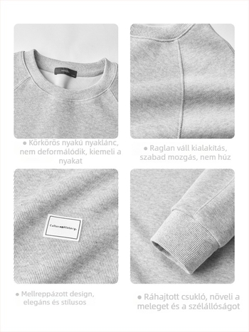 Férfi körkörös nyakú pulóver, hosszú ujjú, laza szabás, pamut-keverék anyag, patchwork dizájn