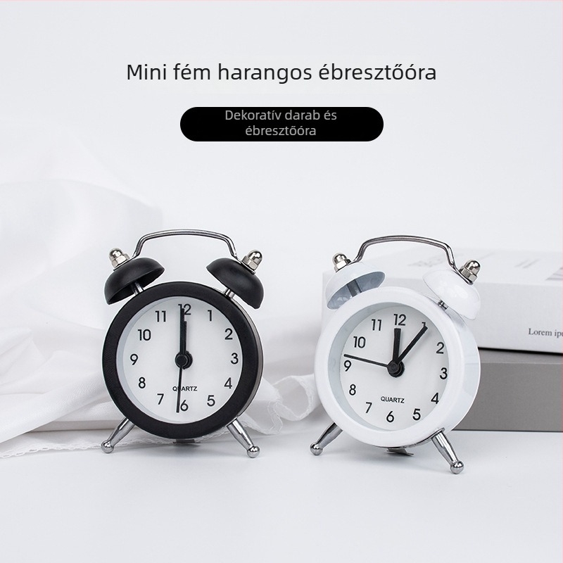 Diákoknak szóló ébresztőóra, fém kivitel, minimalist dizájn, csendes működés, kompakt asztali óra, aranyos zsebóra.
