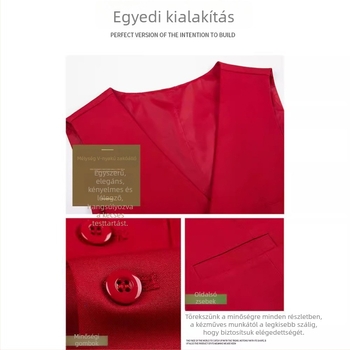 Biliárdterem személyzeti mellény nyomtatott logóval, egysoros gombolás, pamut-poliészter keverék anyag, háromdimenziós zsebek