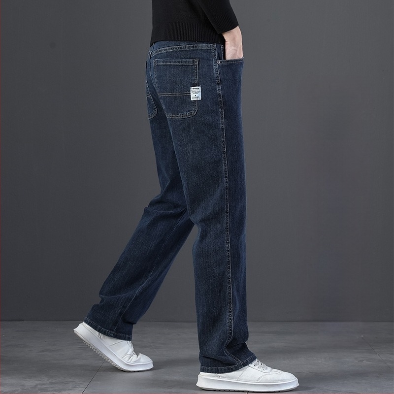 Férfi denim nadrág egyenes, lazán illeszkedő fazon, fleece-sel bélelt, pamut denim anyagból, ősz 2025