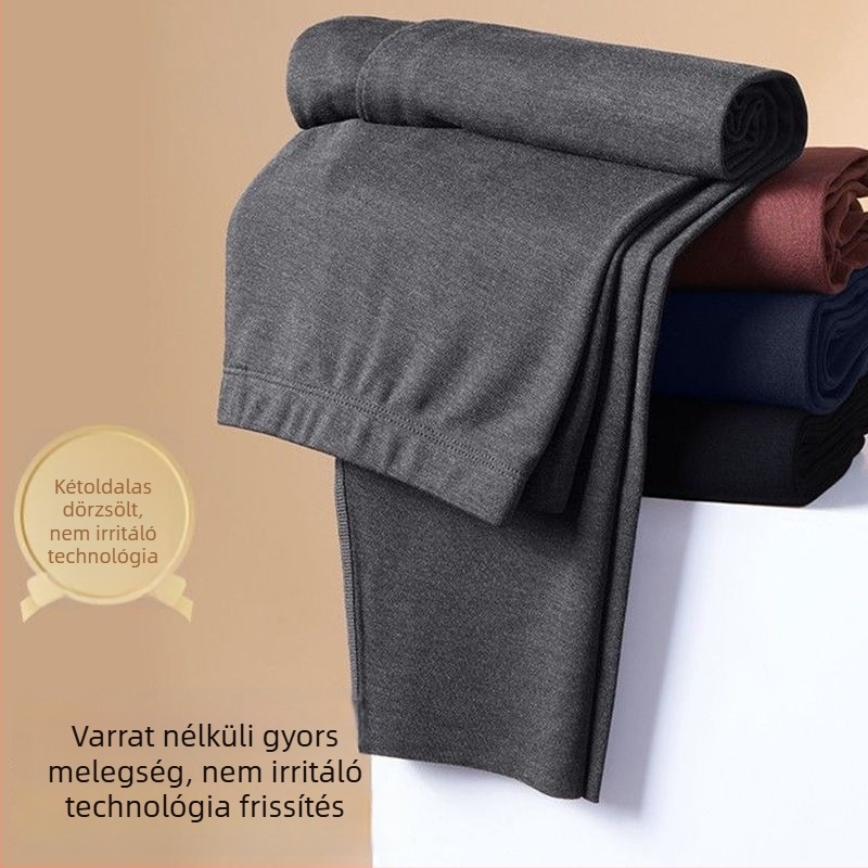 Férfiaknak fleece-belsővel rendelkező melegítő nadrág, kasmír-selyem keverék