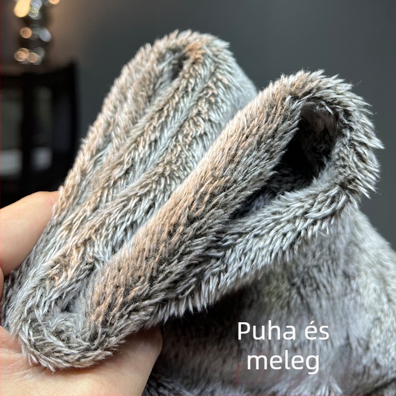 Felsőkategóriás férfi farmer fleece-béléssel, slim-fit, egyenes szár, fekete