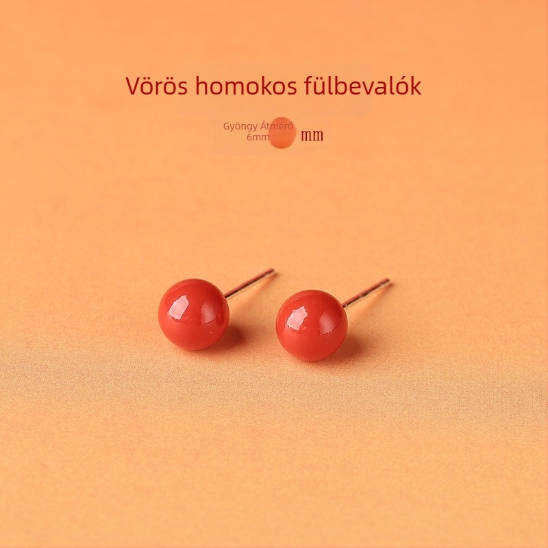 Cinnabar fülbevaló csepp formájú – Yu Fu Xiang márka, geometriai etnikus művészi retro stílus, 2025 nyári bemutató.