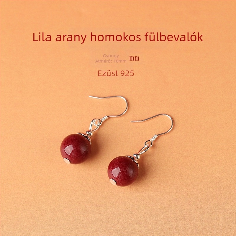 Cinnabar fülbevaló csepp formájú – Yu Fu Xiang márka, geometriai etnikus művészi retro stílus, 2025 nyári bemutató.