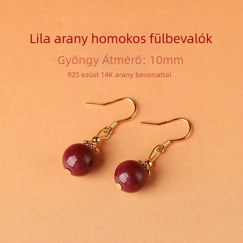 Cinnabar fülbevaló csepp formájú – Yu Fu Xiang márka, geometriai etnikus művészi retro stílus, 2025 nyári bemutató.