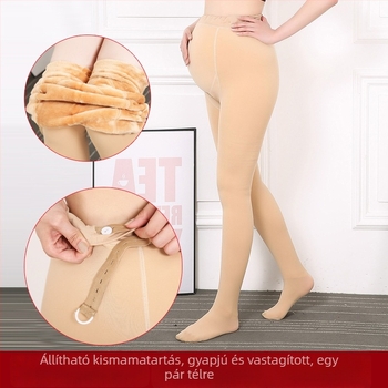 Nylon terhességi leggings fleece-béléssel, őszi-téli meleg, plusz méret, egy darab harisnya