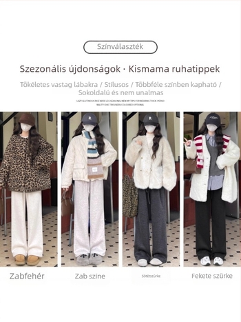 Téli terhességi nadrág vastag fleece bélésével, lazább szabású, magas derék, 2025-ös modell