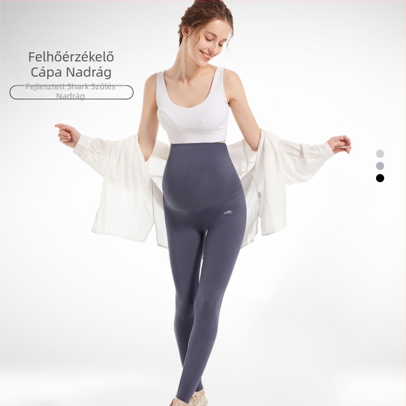 Anyasági leggings hasi támasz, cropped hossz, nejlon anyag, közepes vastagság, magas elasztikusság