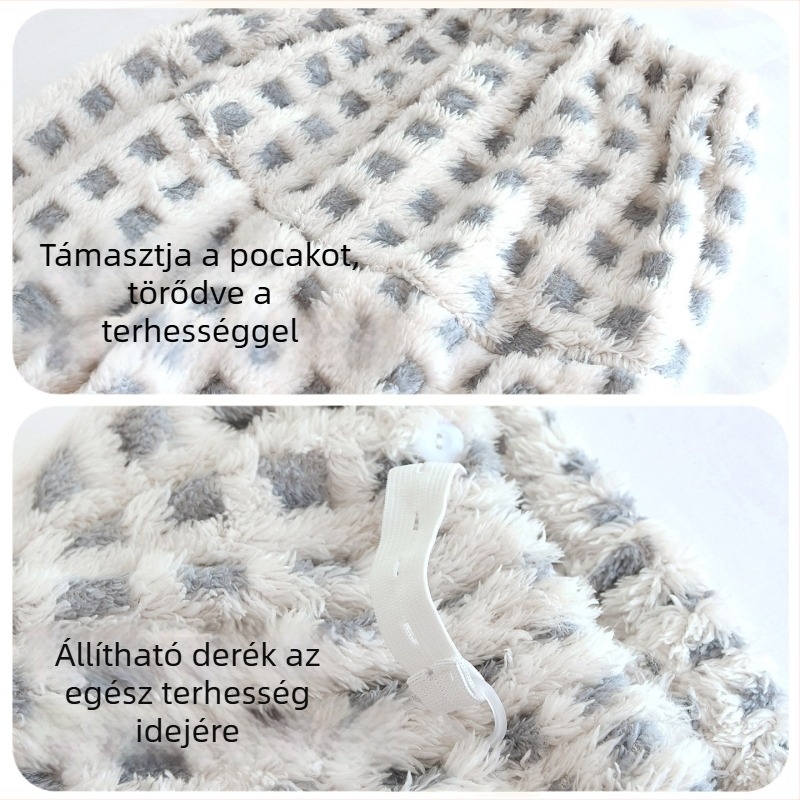 Kismama alvópantalon coral fleece-ből, magas derék, állítható, hosszú, téli viselet