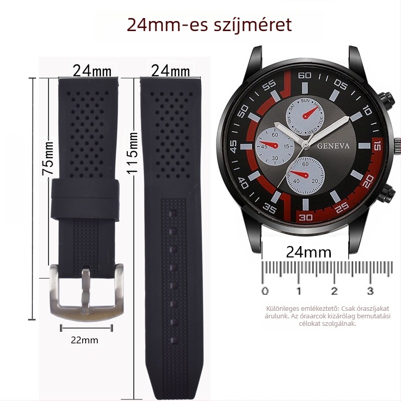 HLD szilikon szíj sportos órákhoz — minimalistikus és sokoldalú stílus, vízálló és porálló, kompatibilis az Apple, Garmin és Huawei karórákkal