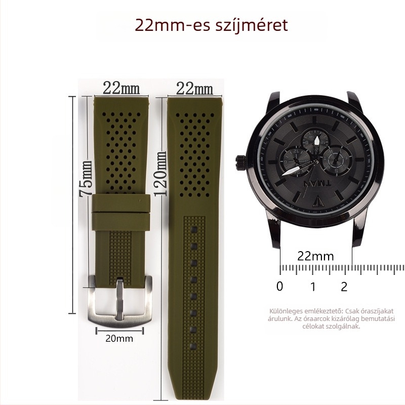 HLD szilikon szíj sportos órákhoz — minimalistikus és sokoldalú stílus, vízálló és porálló, kompatibilis az Apple, Garmin és Huawei karórákkal