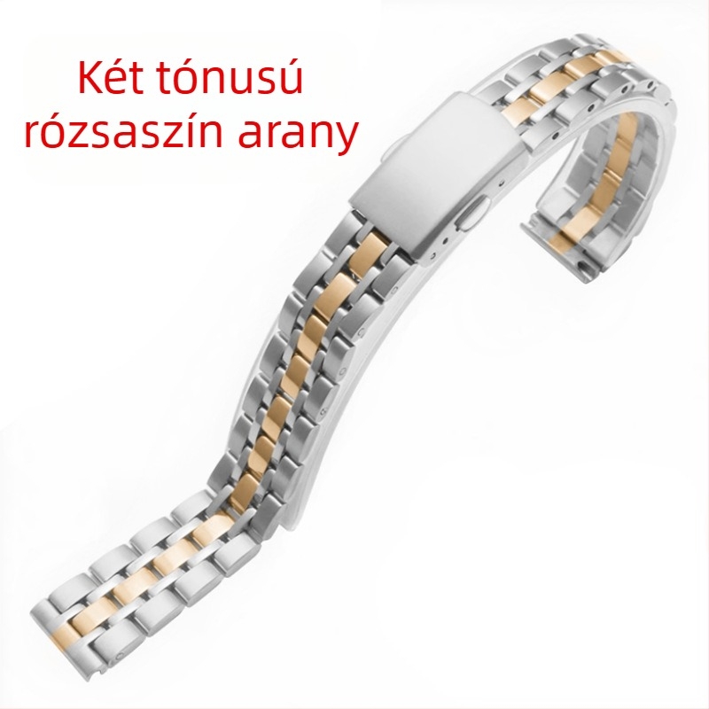 Női vékony rozsdamentes acél óraszíj, öt láncszem, dupla nyomású hajtogatós csattal, minimalist stílus, könnyű luxus, 2023 téli kiadás