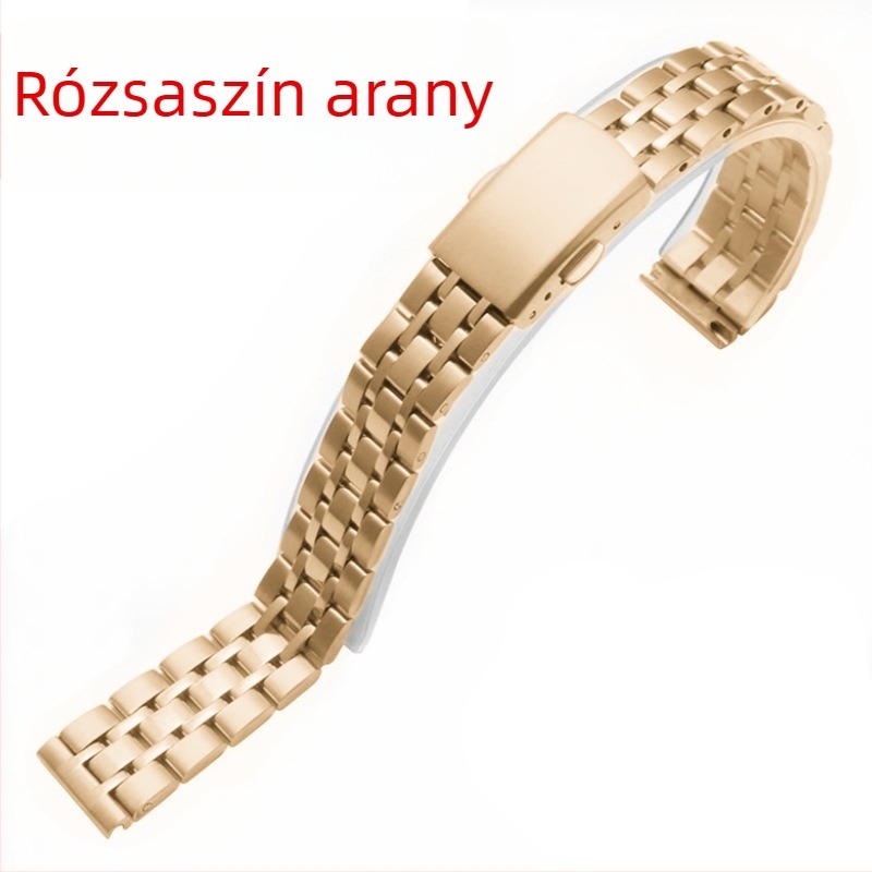 Női vékony rozsdamentes acél óraszíj, öt láncszem, dupla nyomású hajtogatós csattal, minimalist stílus, könnyű luxus, 2023 téli kiadás