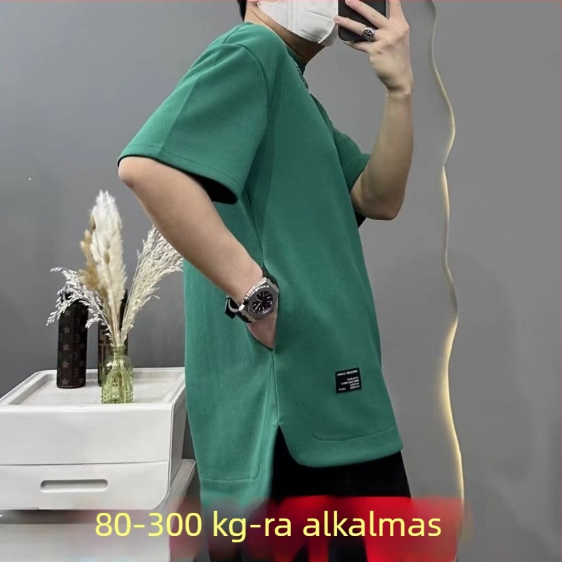 Nyári férfi rövid ujjú póló, plusz méret, lazább szabás, kerek nyakú