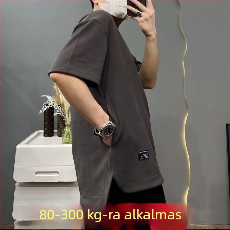 Nyári férfi rövid ujjú póló, plusz méret, lazább szabás, kerek nyakú