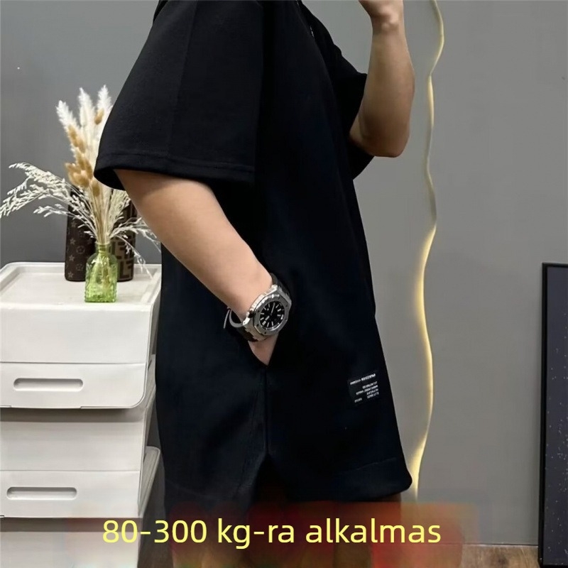 Nyári férfi rövid ujjú póló, plusz méret, lazább szabás, kerek nyakú