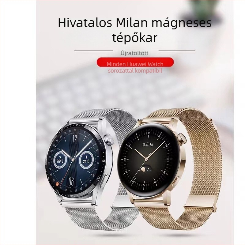 Milanese rozsdamentes acél dupla mágneses csuklópánt Huawei GT3/GT2-hez